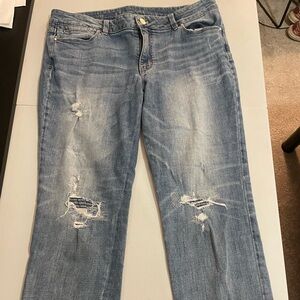 White House Black Market Casual Blue Distressed Boyfriend Jeans